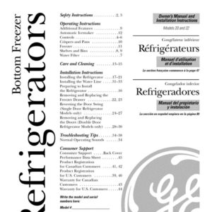 Refrigerator Owner's Manual 49-60452
