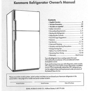 Refrigerator Owner's Manual SR6160