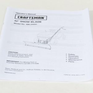 Lawn Tractor Snow Blade Attachment Owner's Manual 49795