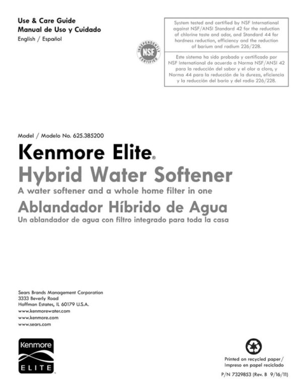 Water Softener Owner's Manual 7332880