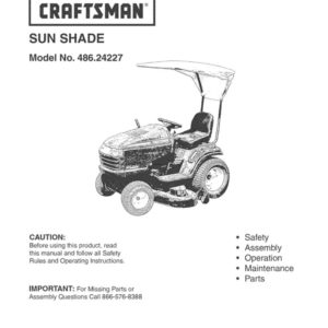 Lawn Tractor Sun Shade Attachment Owner's Manual 49950