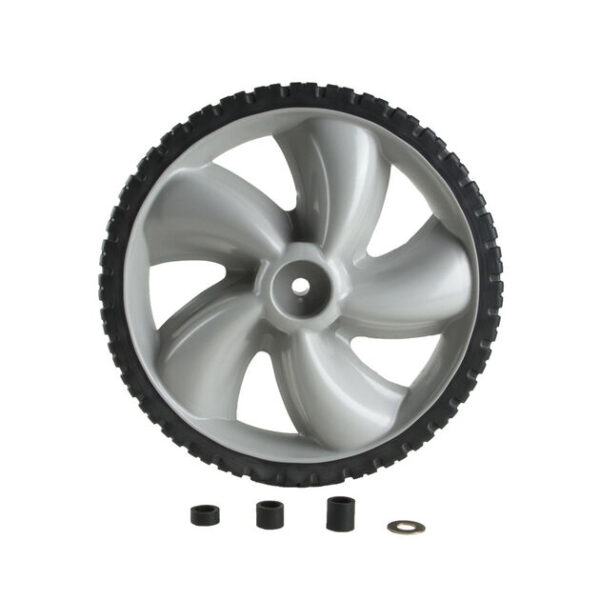 12″ x 1.75″ Plastic Wheel. 50 lbs. Load Rating. 1/2″ Hub Length. 1/2″ Nylon Bearing. Offset Hub. Bar Tread. – 490-324-0002